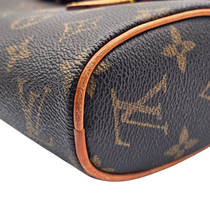 Louis Vuitton Monogram Sonatine Canvas Shoulder Bag Handbag Brown