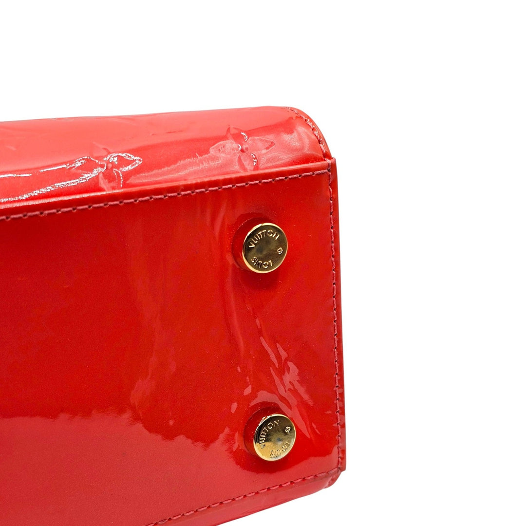 Louis Vuitton 2014 Monogram Vernis Brea MM Coral Red Satchel Shoulder Bag