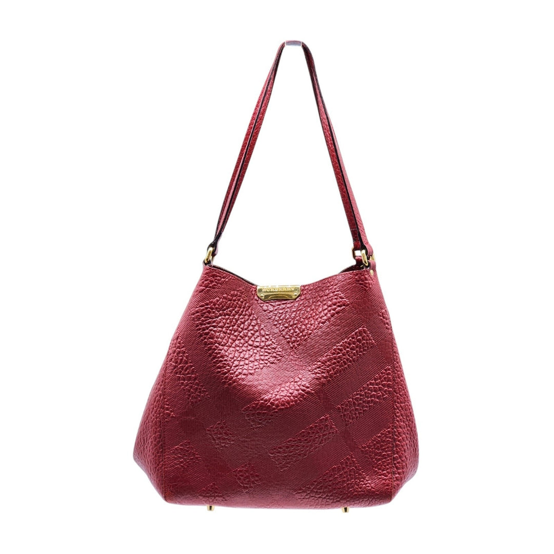 Burberry Canterbury Leather Shoulder Bag Tote in red