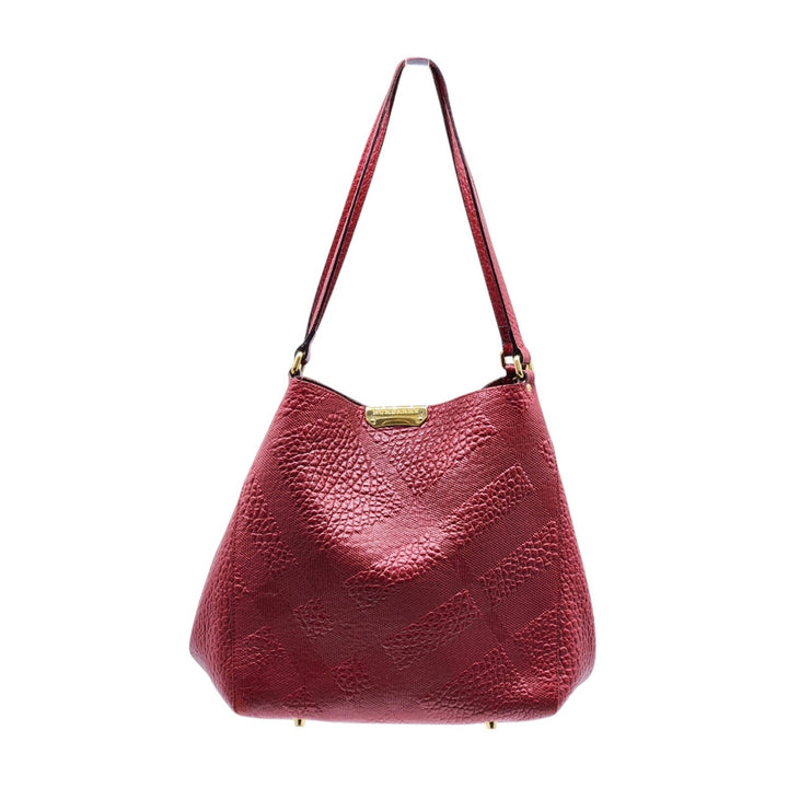 Burberry Canterbury Leather Shoulder Bag Tote in red