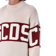 GCDS Wool Logo Band Sweater Beige