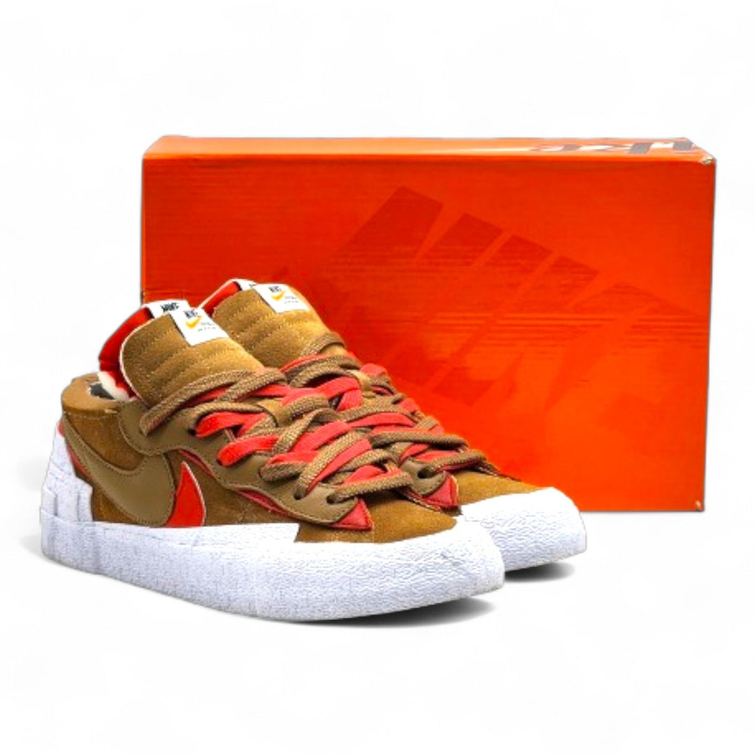 Nike x Sacai Blazer DD1877-200 Low British Tan University Red US 9 - Mint