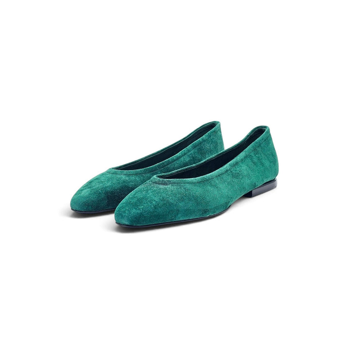 Loro Piana Primula Suede Mapo Green Ballet Flats EU 37 US 7 Women - NWOB $1185