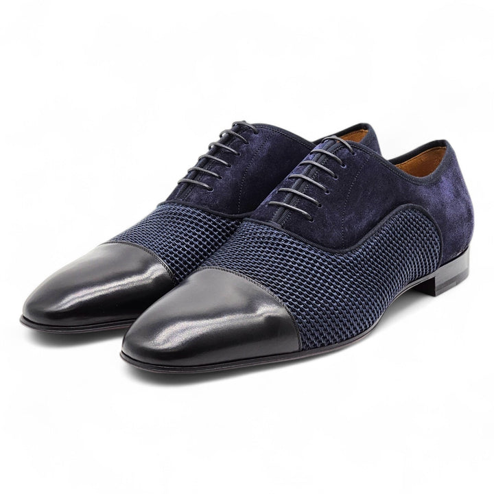 Christian Louboutin Greggo Leather and Suede Oxford Shoes Blue EU 45 US 12