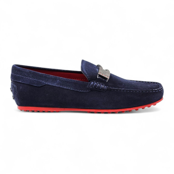 Tod’s for Ferrari Gommino Driving Suede Loafers Navy Blue UK 7 US 8.5