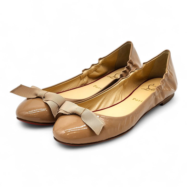 Christian Louboutin Gloriana Patent Leather Ballet Flats Nude EU 39.5 US 9 $745