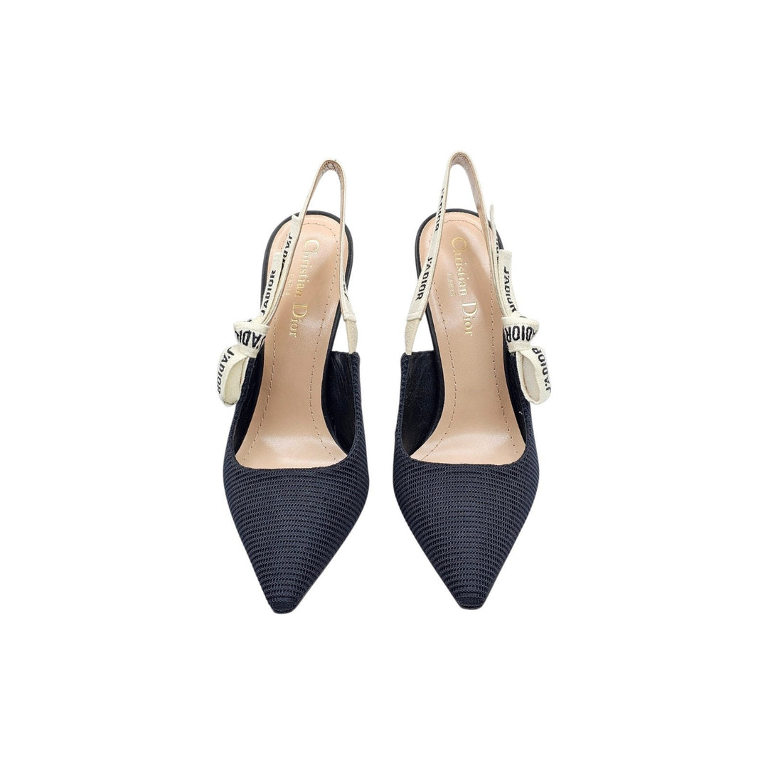 Christian Dior J'Adior Slingback Pumps in Black Technical Fabric EU 37.5 US 7.5