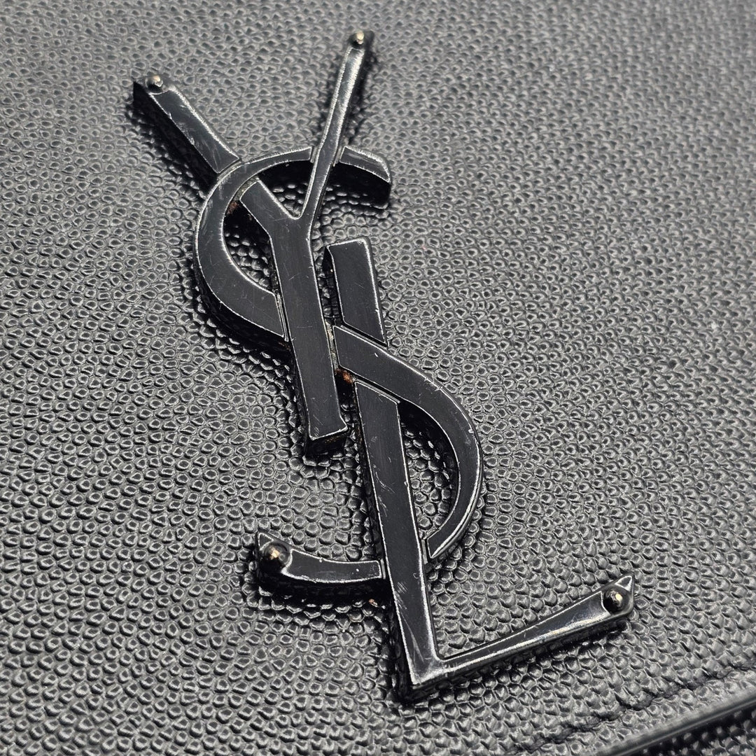 Saint Laurent Small Kate Grain de Poudre Pebbled Leather Shoulder Bag Black