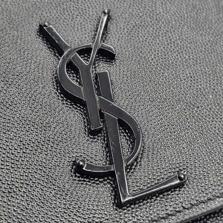 Saint Laurent Small Kate Grain de Poudre Pebbled Leather Shoulder Bag Black