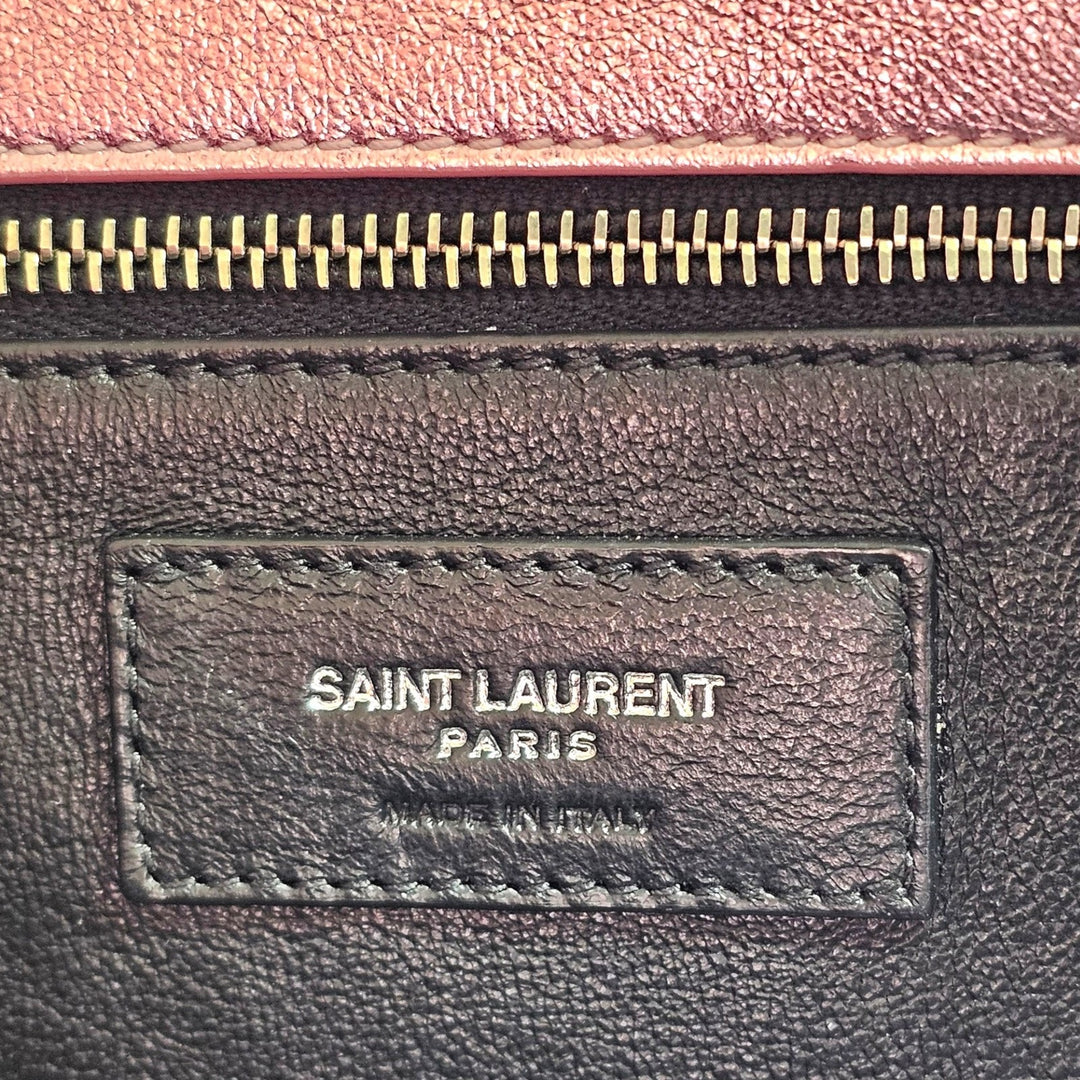 Saint Laurent Sade Puffer Envelope Leather Clutch Metallic Pink - NWT