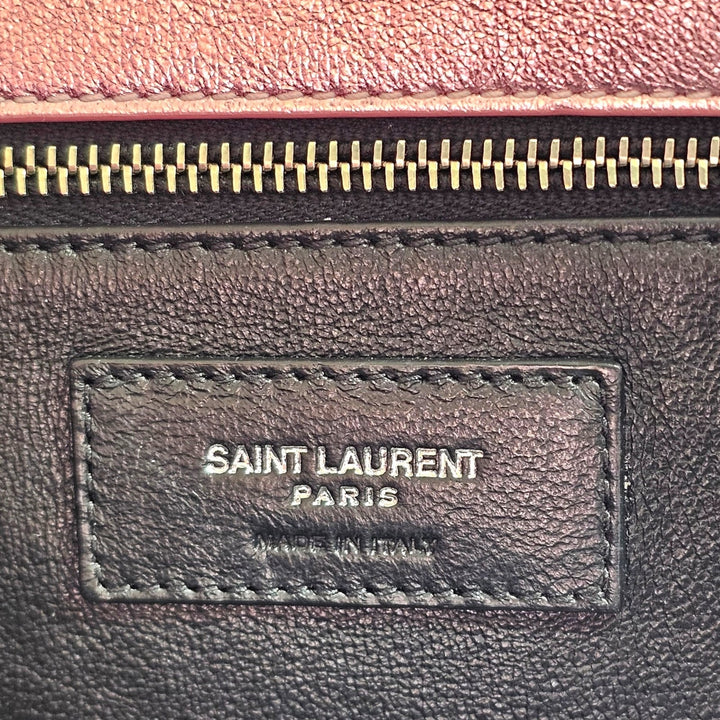 Saint Laurent Sade Puffer Envelope Leather Clutch Metallic Pink - NWT
