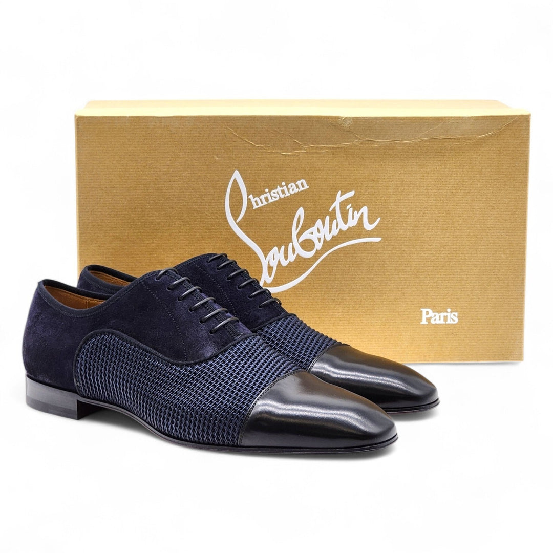 Christian Louboutin Greggo Leather and Suede Oxford Shoes Blue EU 43 US 10