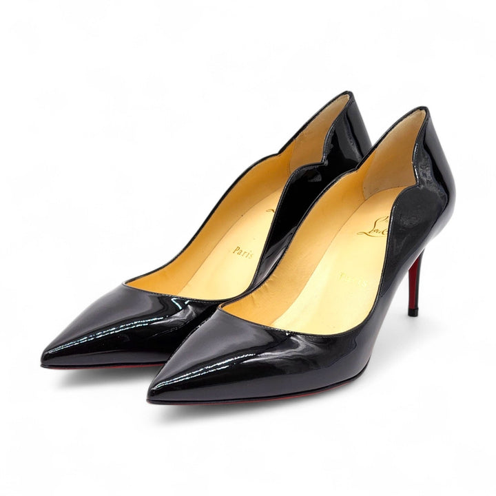 Christian Louboutin Hot Chick Patent Leather Kitten Heel Pumps Black