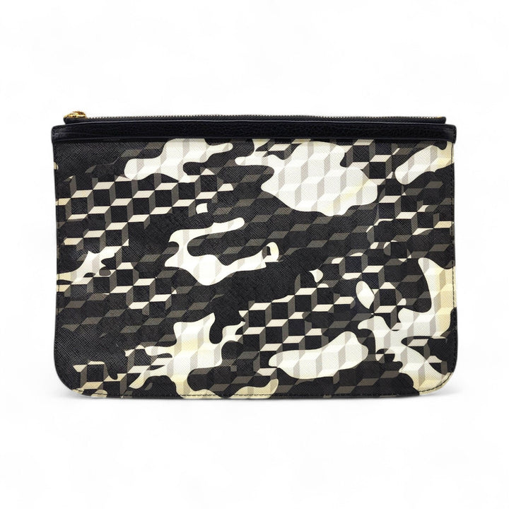 Pierre Hardy Camouflage Geometric Print Pouch in Black White - Mint Condition