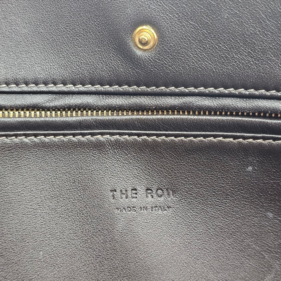 The Row Idaho Large Leather Tote in Dark Brown