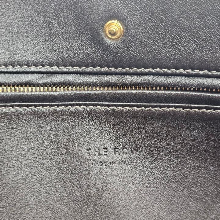 The Row Idaho Large Leather Tote in Dark Brown