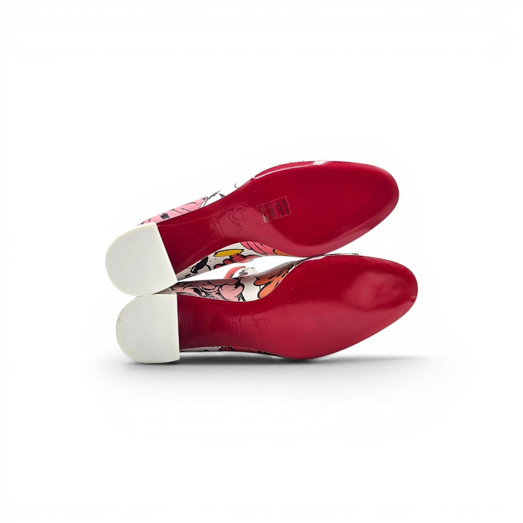 Christian Louboutin x Shun Sudo Miss Jane 55mm Leather Pumps Floral EU 37 US 7
