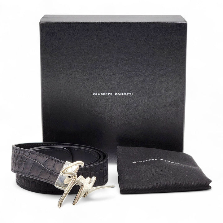 Giuseppe Zanotti Silver Logo Adjustable Leather Belt Unisex One Size