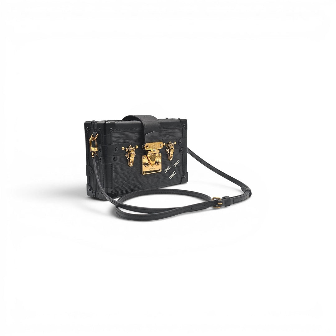 Louis Vuitton Epi Petite Malle Trunk Clutch Shoulder Bag Black