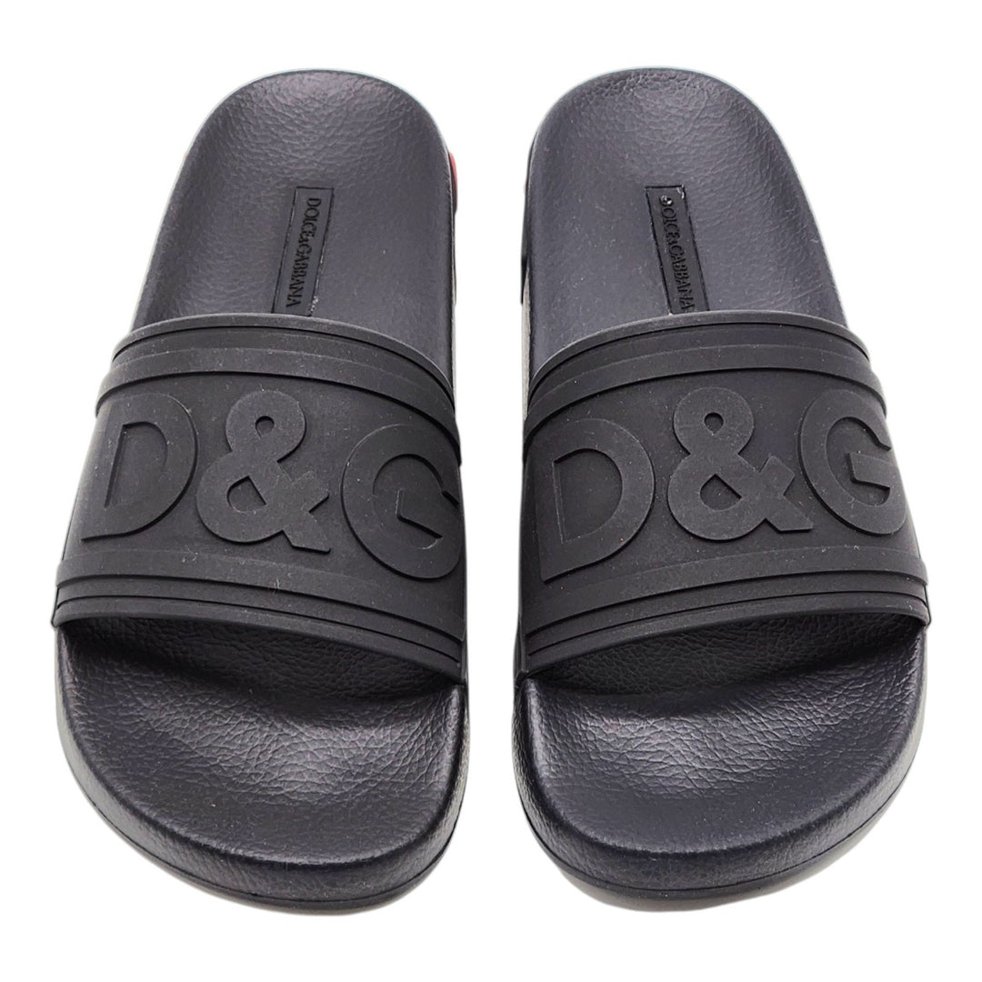 Dolce & Gabbana Logo Saint Barth Rubber Pool Slides Black EU 39 US 9
