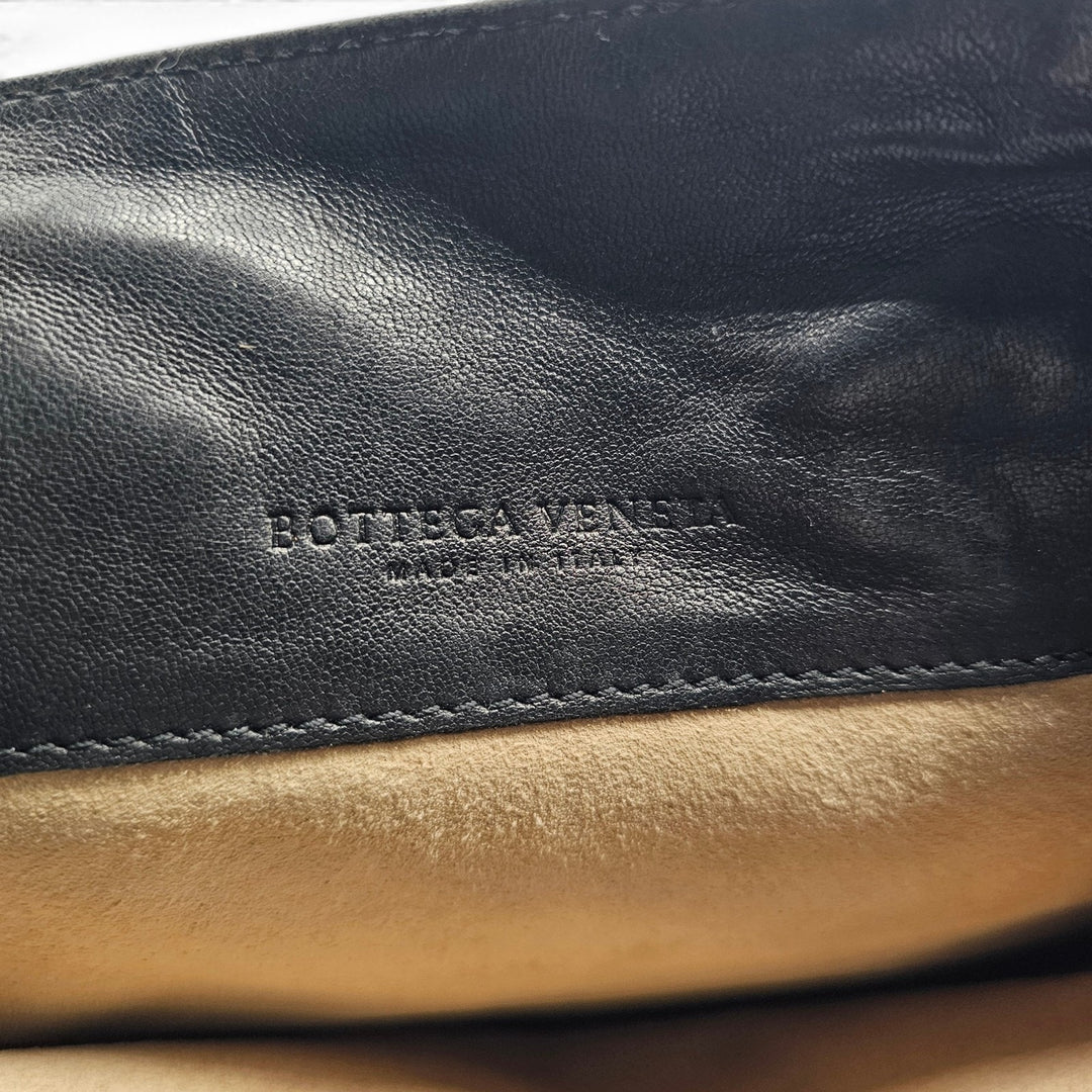 Bottega Veneta Small Tote Bag Black Nappa Leather Intrecciato Parachute Woven