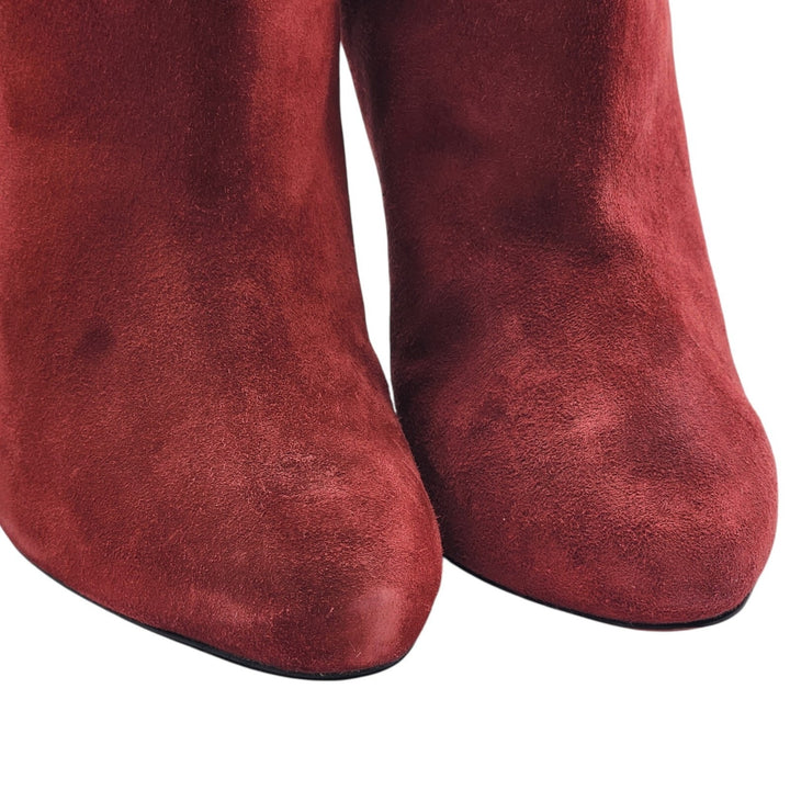 Christian Louboutin Vitish 100 Suede Knee-High Boots Red EU 37.5 US 7