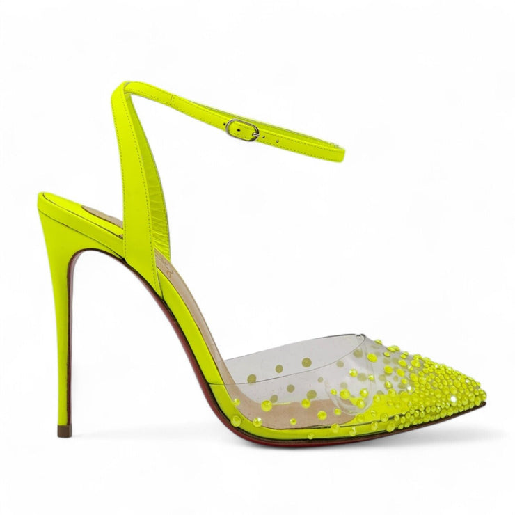 Christian Louboutin Spikaqueen Crystal Pumps 100MM - Leather - Yellow 36.5 6US