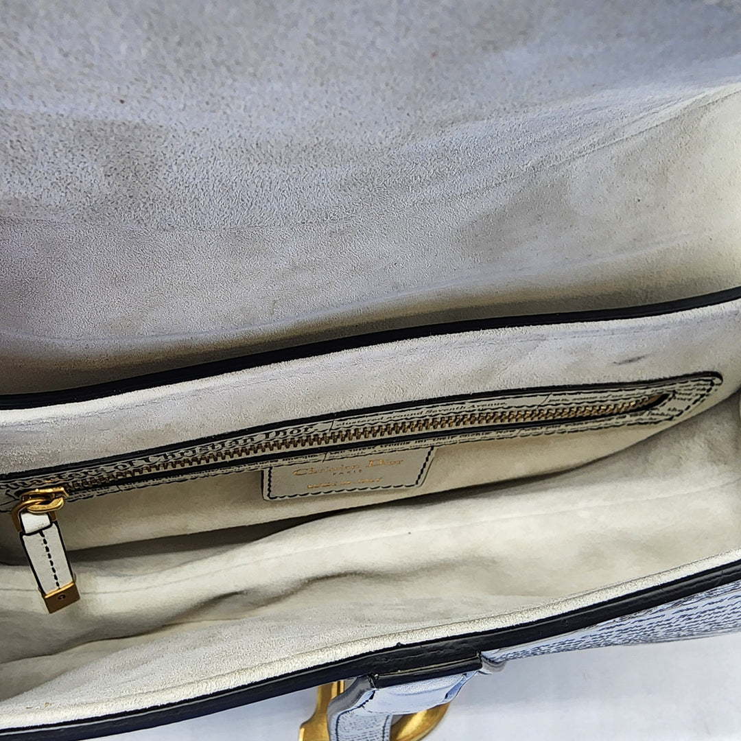 Christian Dior Saddle Bag Newspaper Print Limited Edition 2024 - White Black