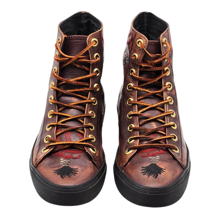 Gucci Chuck Taylor Pusha T Dragon Embroidered Leather Sneakers Brown US 13 EU 46
