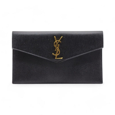 Saint Laurent Uptown Pouch Clutch Bag - Grain de Poudre Leather - Black