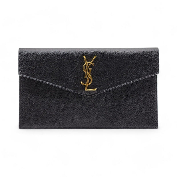 Saint Laurent Uptown Pouch Clutch Bag - Grain de Poudre Leather - Black