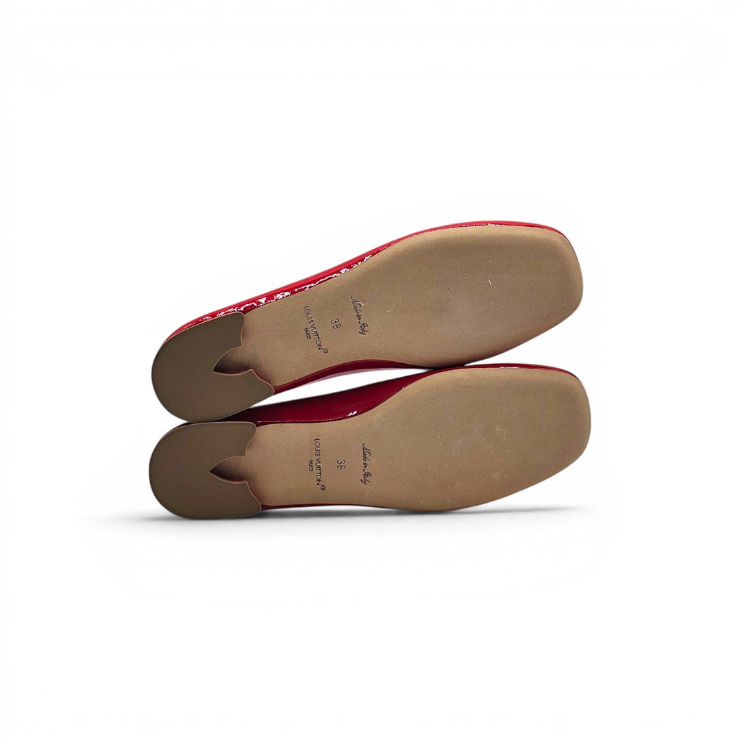 Louis Vuitton Swing Flat Mary Jane Ballerina Leather Shoes EU 38 US 8