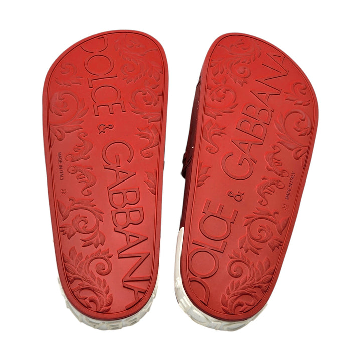 Dolce&Gabbana Saint Barth Rubber Pool Slides in Red EU 39 US 9