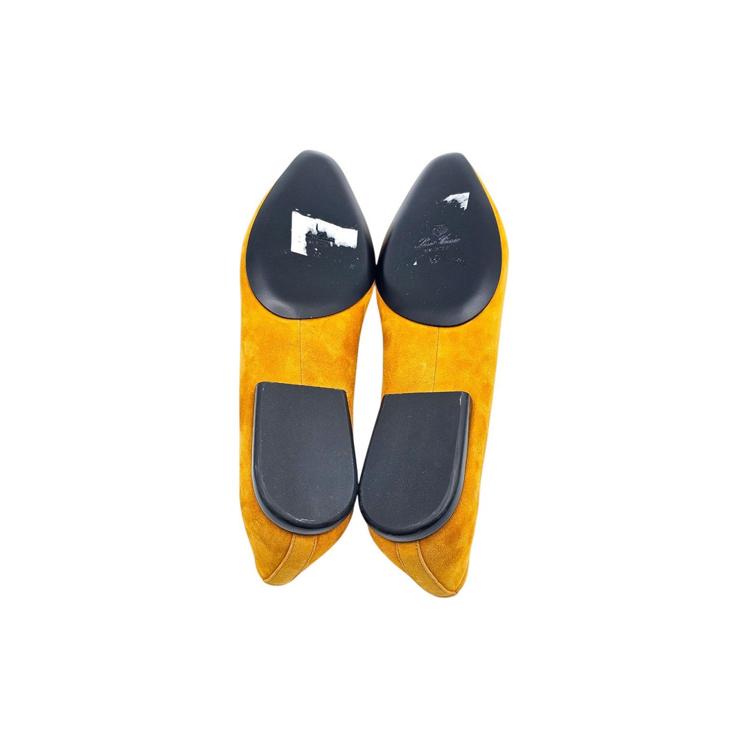 Loro Piana Primula Suede Mustard Yellow Ballet Flats EU 39 US 9 - NWOB $1185