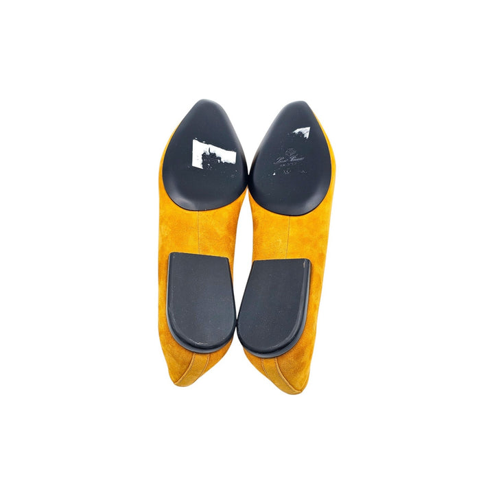 Loro Piana Primula Suede Mustard Yellow Ballet Flats EU 39 US 9 - NWOB $1185