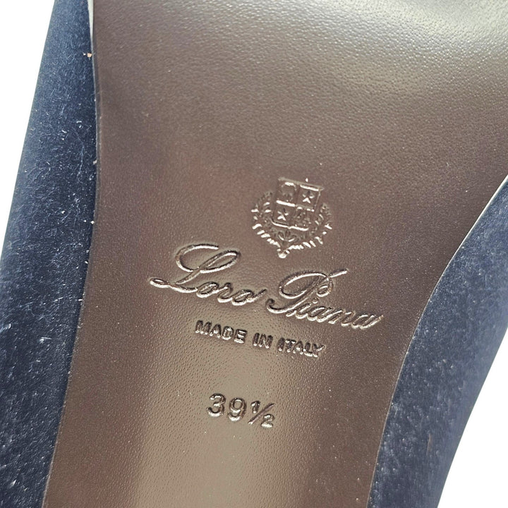 Loro Piana Alba Heeled Mules Neon Navy FAR1163 W1CS EU 39.5 US 9.5 - NWOB $1900