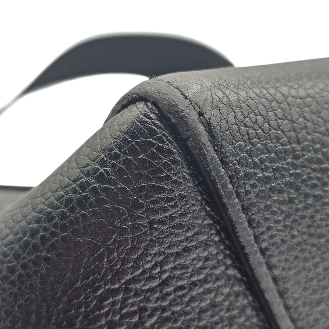 Celine Small Sangle in Black Grained Leather