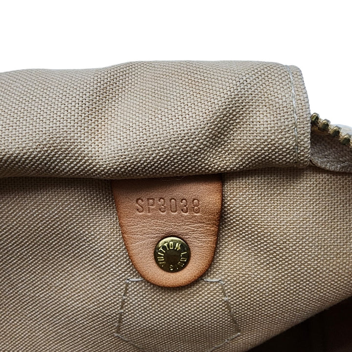 Louis Vuitton Speedy 30 Damier Azur Boston Handbag Purse with lock and key