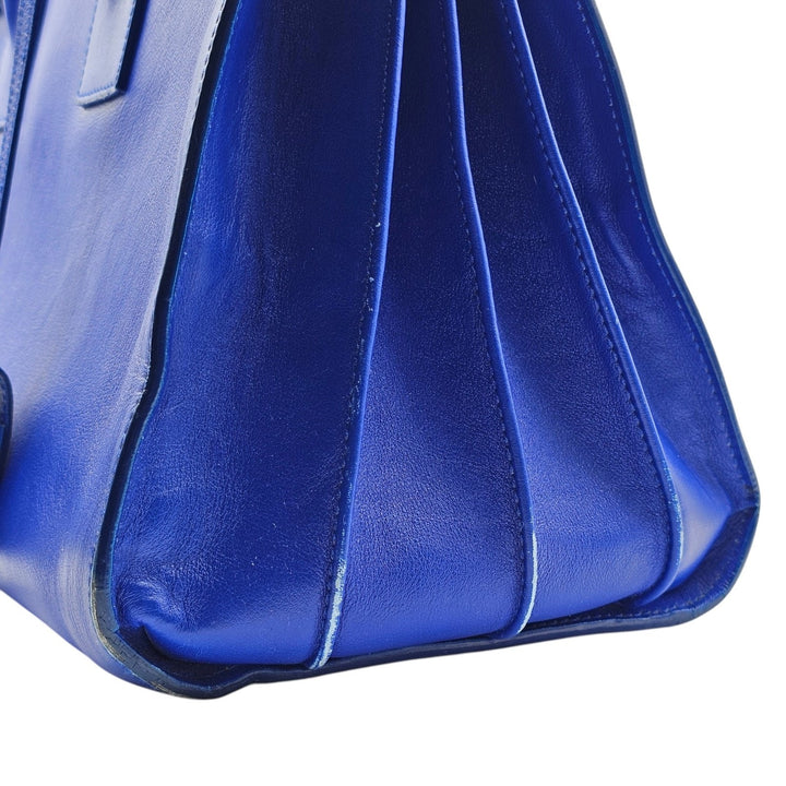 Saint Laurent Sac de Jour Medium Blue Leather Tote Bag with strap