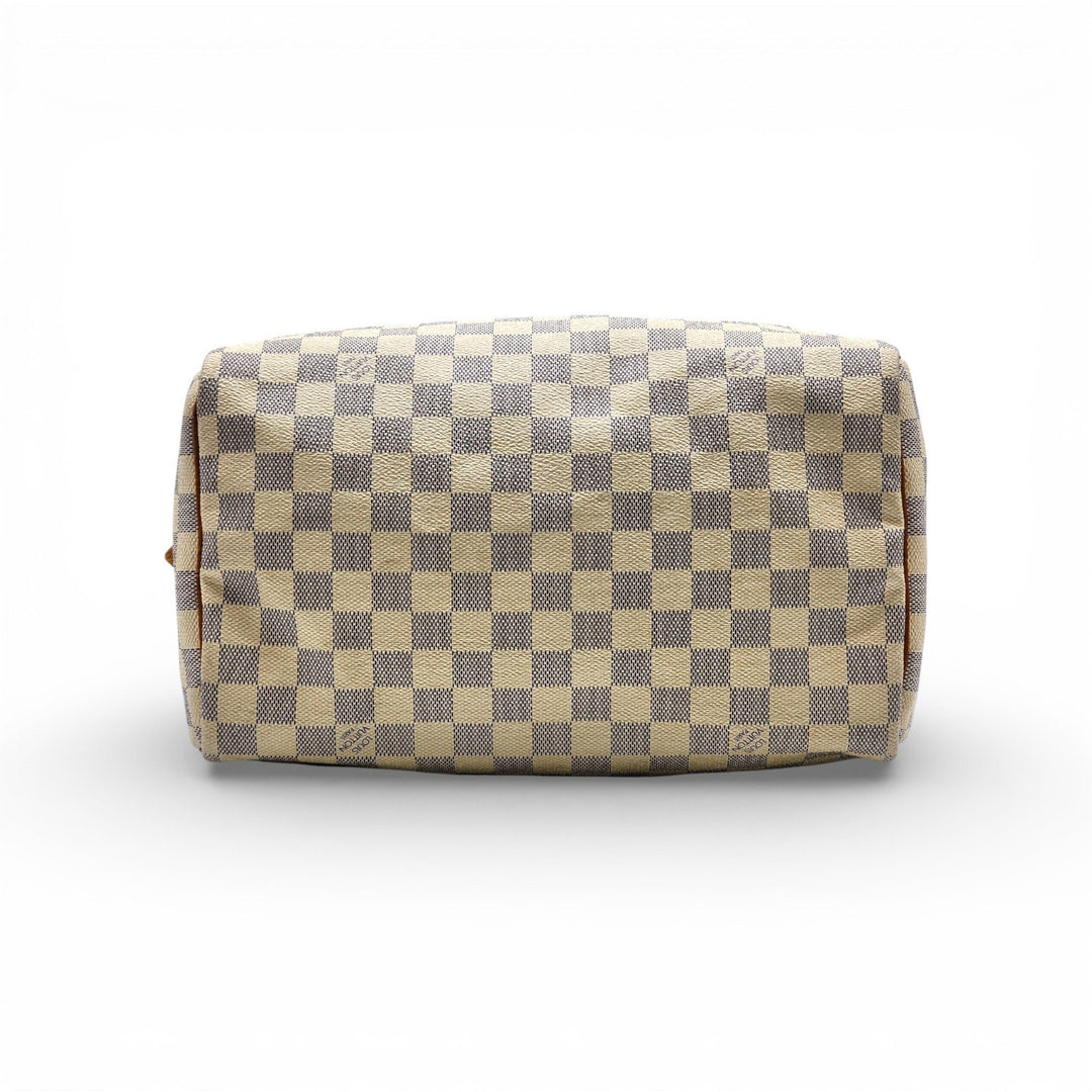 Louis Vuitton Speedy 30 Damier Azur Boston Handbag Purse with lock and key