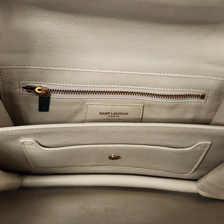 Saint Laurent Crossbody Shoulder Bag Satchel Cream Leather 532561 – Preowned