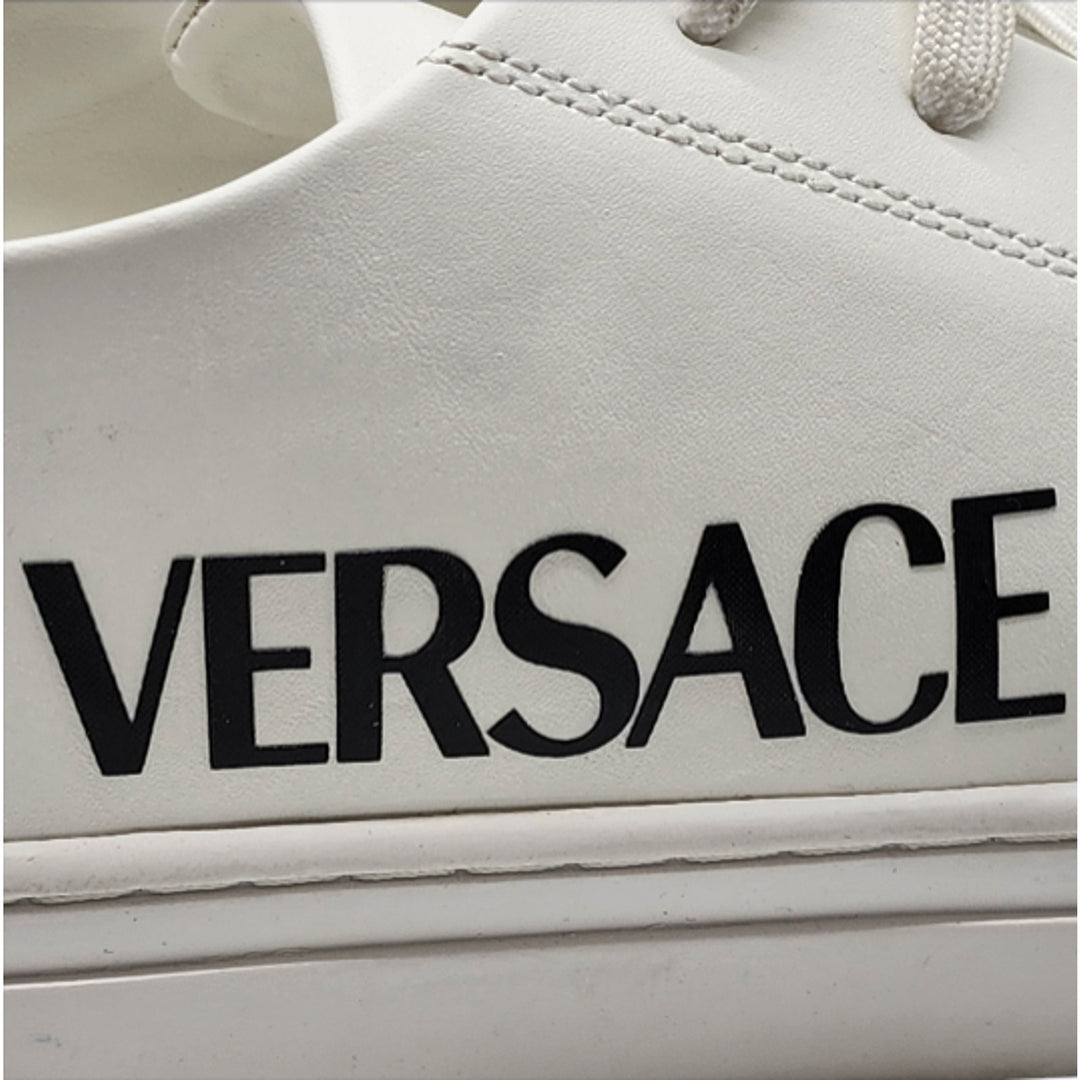 Versace Logo Leather Men’s Low-Top Sneakers White EU 41 US 8 - Preowned