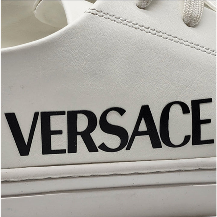 Versace Logo Leather Men’s Low-Top Sneakers White EU 41 US 8 - Preowned