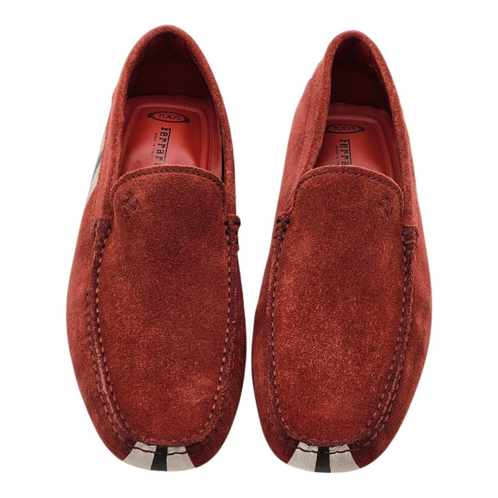 Tod’s for Ferrari Suede Gommino Driving Loafers Red UK 7 US 8