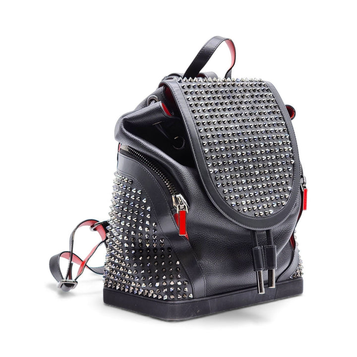 Christian Louboutin Spike Studs Explorafunk Black Leather Backpack - Preowned