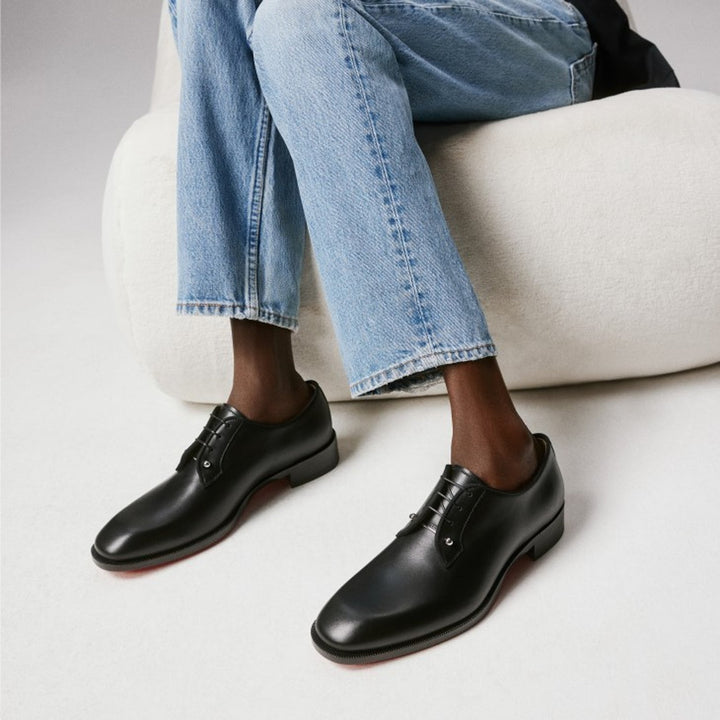 Christian Louboutin Chambeliss Leather Derby Shoes Black EU 42.5 US 9.5 $1350