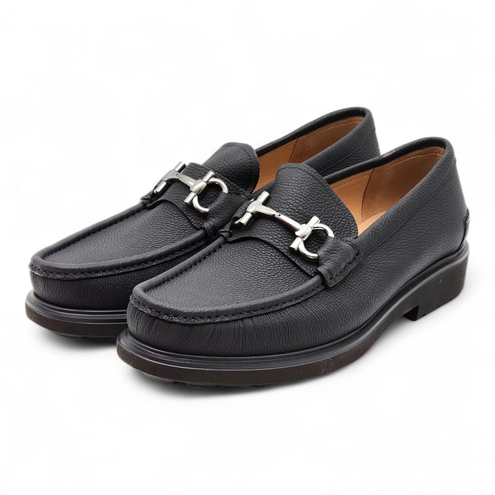 Salvatore Ferragamo Glasgow Calfskin Leather Loafers Black 11 EE US 12