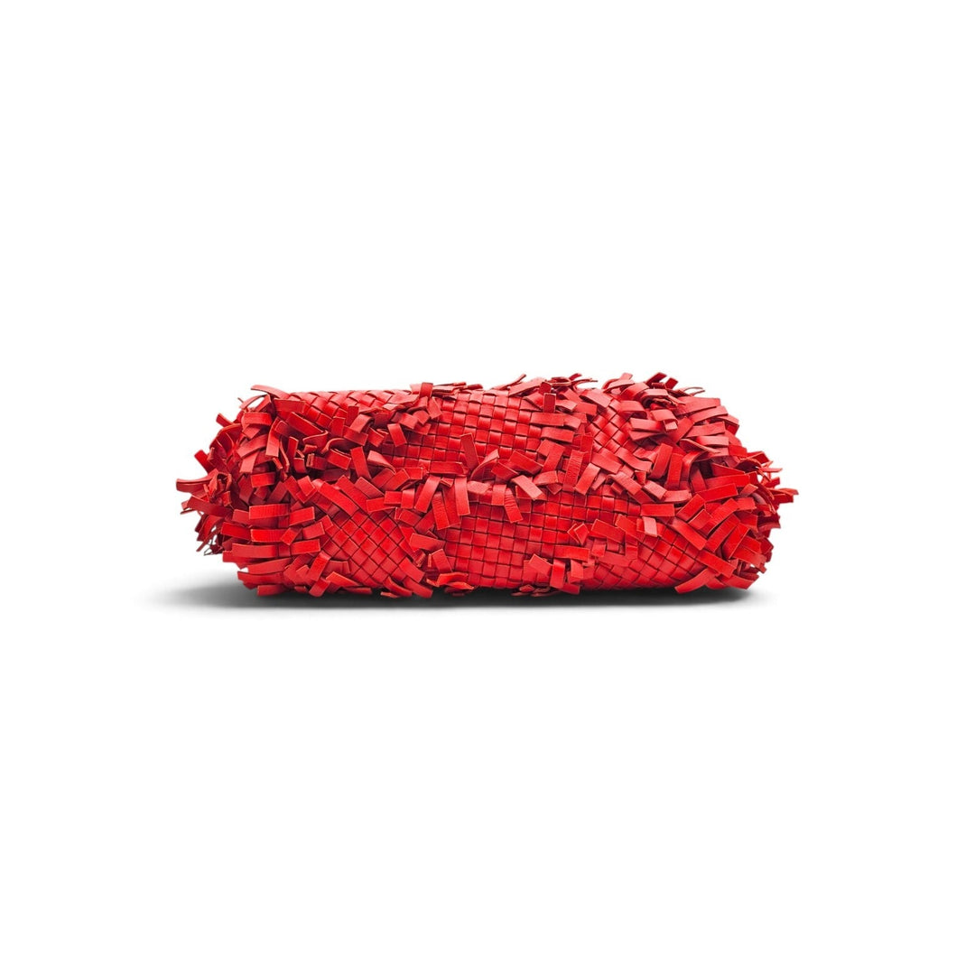 Bottega Veneta Intrecciato Fringe Lido Patchwork Tote in Red Leather