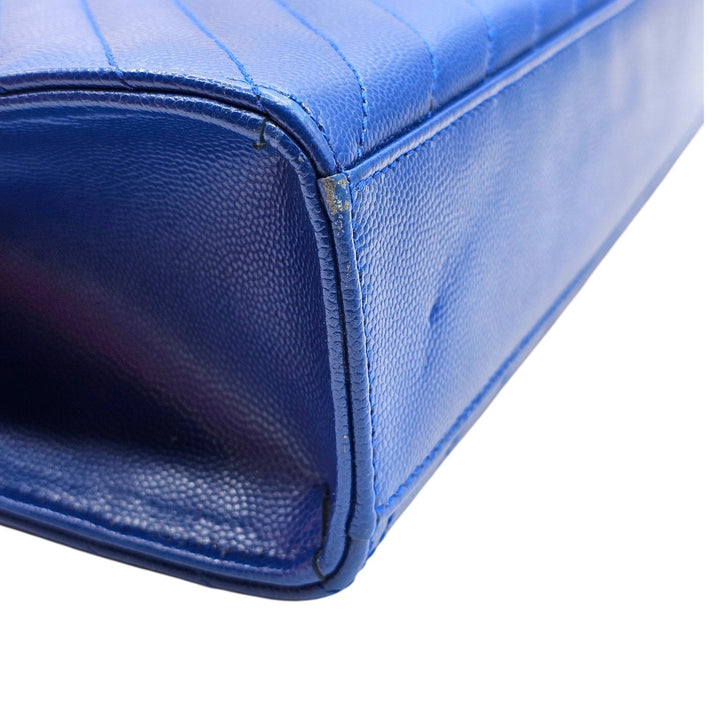 Saint Laurent Large Monogram Grain de Poudre Leather College Shoulder Bag Blue