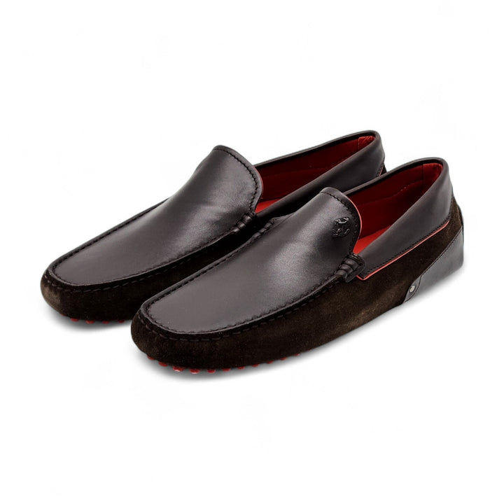 Tod’s for Ferrari Leather Gommino Driving Loafers Brown UK 7 US 8